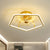 Pentagon Semi Flush Ceiling Light Modern Metal Black/Gold LED Hanging Fan Light with 7 Blades, 18.5" Width Gold Clearhalo 'Ceiling Fans with Lights' 'Ceiling Fans' 'Kids Ceiling Fans' 'Kids' Lighting' 1650542