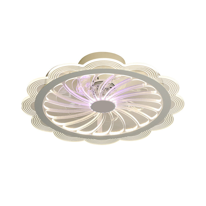 LED Bedroom Hanging Fan Light Contemporary Clear Semi Flush Mount Fixture with Flower Acrylic Shade, 20" Width Clearhalo 'Ceiling Fans with Lights' 'Ceiling Fans' 'Kids Ceiling Fans' 'Kids' Lighting' 1650560
