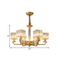 Clear Crystal Prisms Cubic Chandelier Minimalism 3/6-Light Gold Suspended Lighting Fixture Clearhalo 'Ceiling Lights' 'Chandeliers' 'Modern Chandeliers' 'Modern' Lighting' 1650678