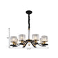 Cylinder Pendant Chandelier Simple Style Clear Crystal 6/8 Bulbs Living Room Ceiling Hang Fixture in Black Clearhalo 'Ceiling Lights' 'Chandeliers' 'Modern Chandeliers' 'Modern' Lighting' 1650701