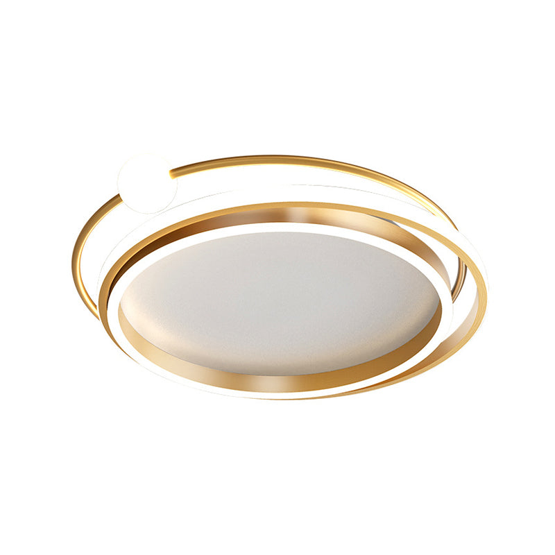 Metallic Overlap Circle Ceiling Flush Minimalism 20.5"/24.5" Wide LED Gold Flush Mount, Warm/White Light - Clearhalo - 'Ceiling Lights' - 'Close To Ceiling Lights' - 'Close to ceiling' - 'Flush mount' - Lighting' - 1650704