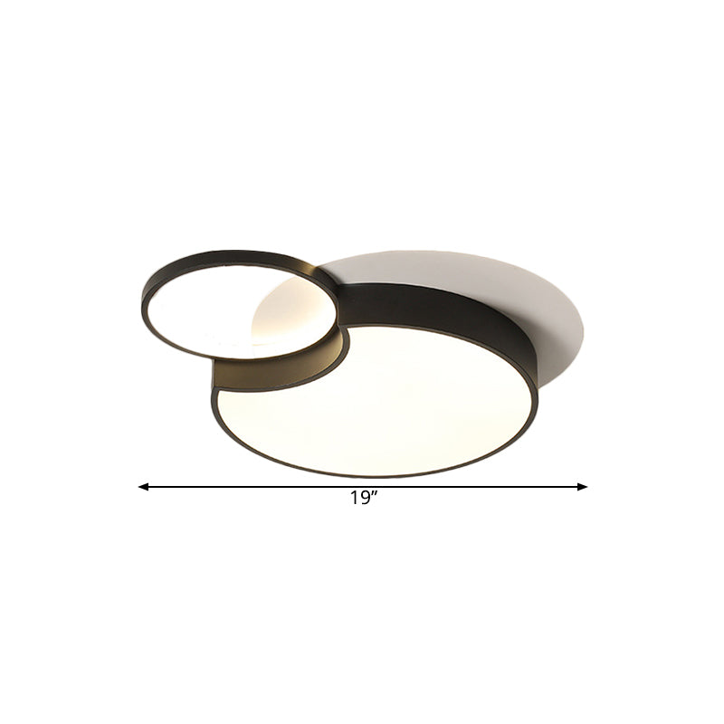 19"/23.5" W Nordic 2-Round Flush Lamp Metallic LED Bedroom Ceiling Mounted Fixture in Black, Warm/White Light Clearhalo 'Ceiling Lights' 'Close To Ceiling Lights' 'Close to ceiling' 'Flush mount' Lighting' 1650714