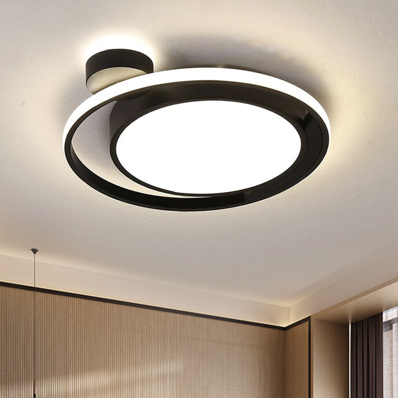 Acrylic Drum and Ring Ceiling Flush Modernist Black/White LED Flush Mount Lighting in Warm/White Light, 18"/21.5" Width Clearhalo 'Ceiling Lights' 'Close To Ceiling Lights' 'Close to ceiling' 'Flush mount' Lighting' 1650732