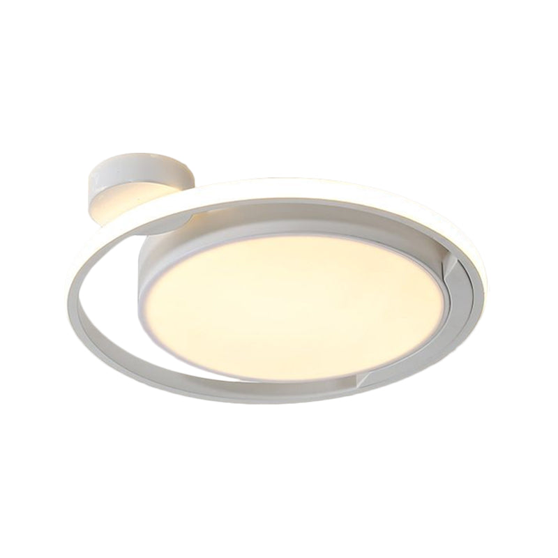 Acrylic Drum and Ring Ceiling Flush Modernist Black/White LED Flush Mount Lighting in Warm/White Light, 18"/21.5" Width Clearhalo 'Ceiling Lights' 'Close To Ceiling Lights' 'Close to ceiling' 'Flush mount' Lighting' 1650739