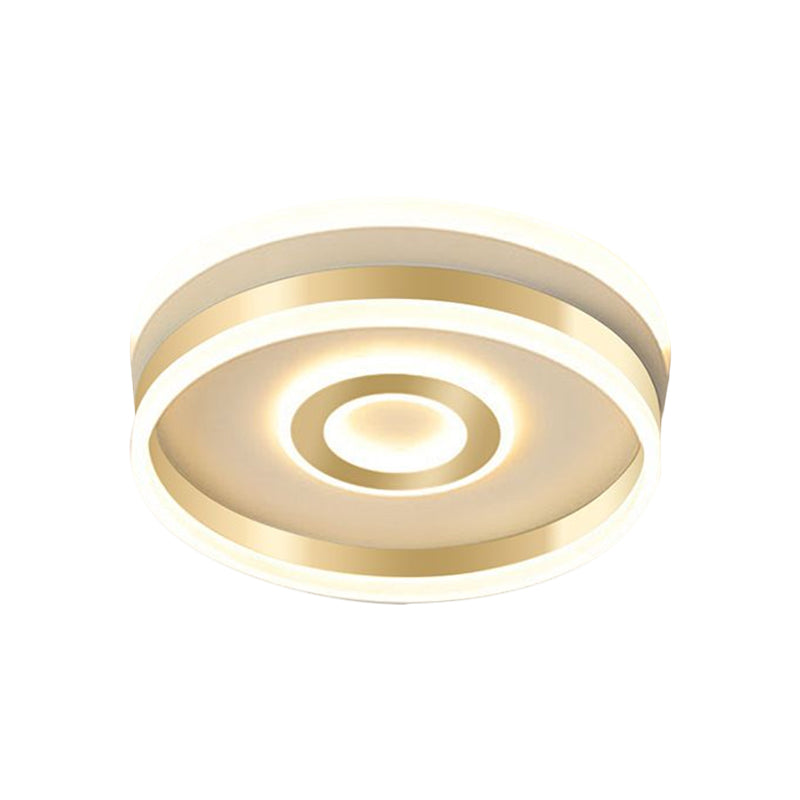 Metallic Hoop Shape Flush Mount Lamp Simplicity LED Gold Ceiling Lighting in Warm/White Light, 16"/19.5" Wide - Clearhalo - 'Ceiling Lights' - 'Close To Ceiling Lights' - 'Close to ceiling' - 'Flush mount' - Lighting' - 1650742