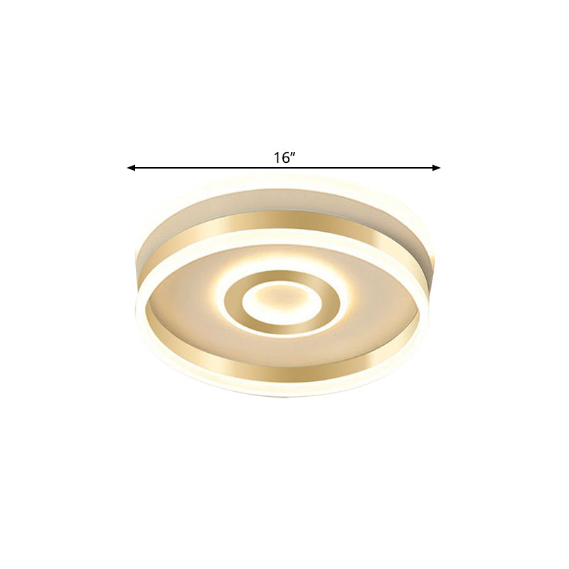 Metallic Hoop Shape Flush Mount Lamp Simplicity LED Gold Ceiling Lighting in Warm/White Light, 16"/19.5" Wide - Clearhalo - 'Ceiling Lights' - 'Close To Ceiling Lights' - 'Close to ceiling' - 'Flush mount' - Lighting' - 1650743
