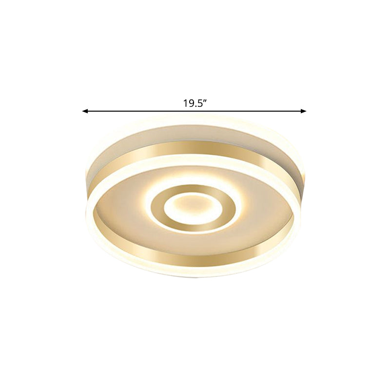 Metallic Hoop Shape Flush Mount Lamp Simplicity LED Gold Ceiling Lighting in Warm/White Light, 16"/19.5" Wide - Clearhalo - 'Ceiling Lights' - 'Close To Ceiling Lights' - 'Close to ceiling' - 'Flush mount' - Lighting' - 1650744