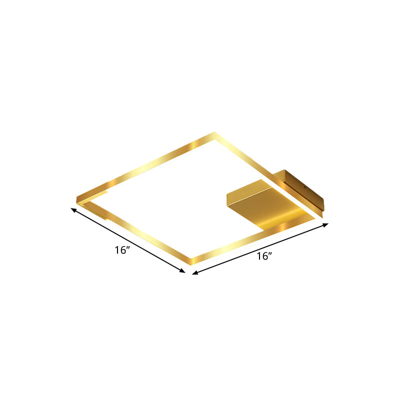 Squared Cage Flush Light Fixture Contemporary Metallic 16"/19.5" Wide LED Gold Ceiling Mounted Lighting (The customization will be 7 days) Clearhalo 'Ceiling Lights' 'Close To Ceiling Lights' 'Close to ceiling' 'Flush mount' Lighting' 1650753