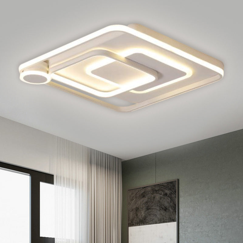 Acrylic Square Flush Mount Lamp Nordic Style Black/White LED Ceiling Lighting in Warm/White Light, 18"/21.5" Wide Clearhalo 'Ceiling Lights' 'Close To Ceiling Lights' 'Close to ceiling' 'Flush mount' Lighting' 1650773