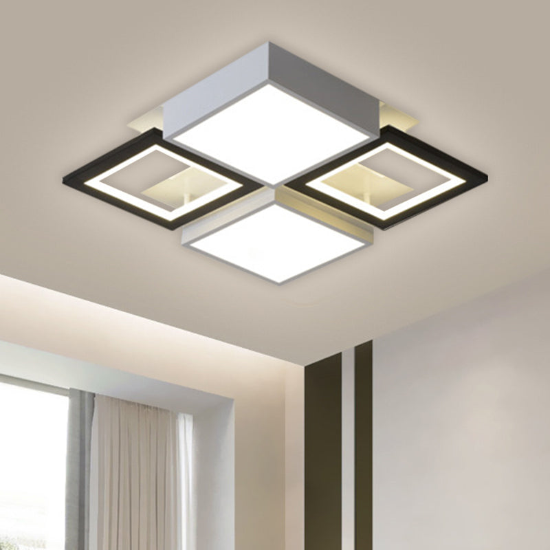 Black Integrated Square Ceiling Lamp Modernist 18"/23.5" Wide LED Acrylic Flush Mount Fixture in Warm/White Light - Black - 18" - Clearhalo - 'Ceiling Lights' - 'Close To Ceiling Lights' - 'Close to ceiling' - 'Flush mount' - Lighting' - 1650775