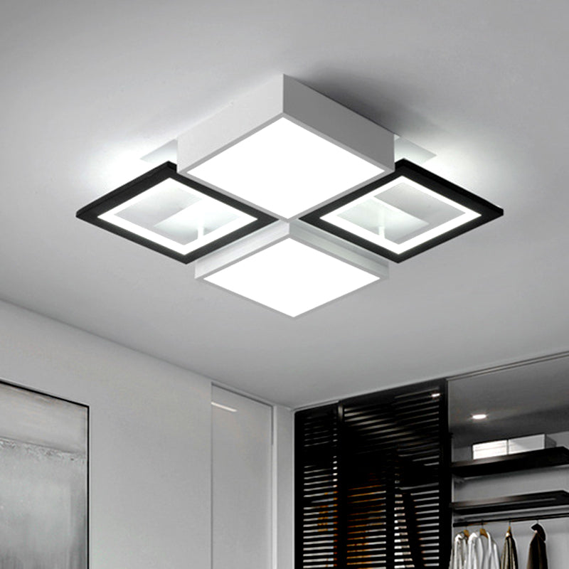 Black Integrated Square Ceiling Lamp Modernist 18"/23.5" Wide LED Acrylic Flush Mount Fixture in Warm/White Light - Clearhalo - 'Ceiling Lights' - 'Close To Ceiling Lights' - 'Close to ceiling' - 'Flush mount' - Lighting' - 1650776