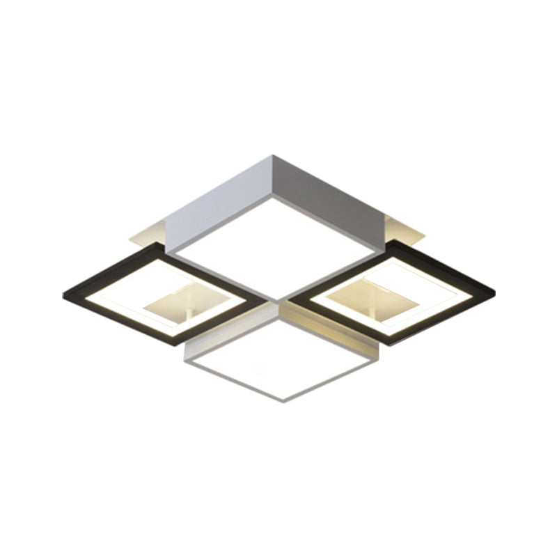 Black Integrated Square Ceiling Lamp Modernist 18"/23.5" Wide LED Acrylic Flush Mount Fixture in Warm/White Light - Clearhalo - 'Ceiling Lights' - 'Close To Ceiling Lights' - 'Close to ceiling' - 'Flush mount' - Lighting' - 1650777