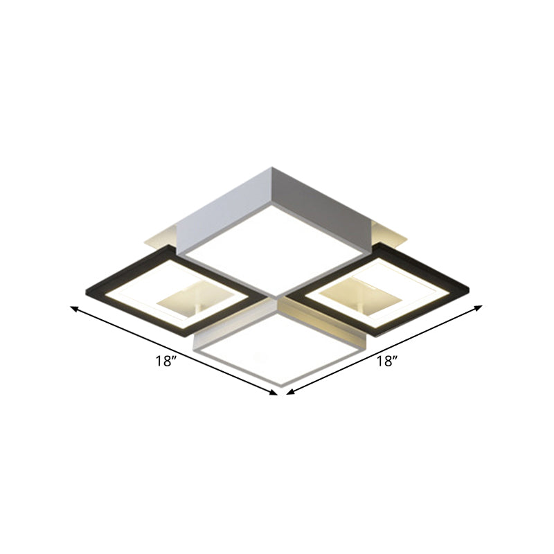 Black Integrated Square Ceiling Lamp Modernist 18"/23.5" Wide LED Acrylic Flush Mount Fixture in Warm/White Light - Clearhalo - 'Ceiling Lights' - 'Close To Ceiling Lights' - 'Close to ceiling' - 'Flush mount' - Lighting' - 1650778