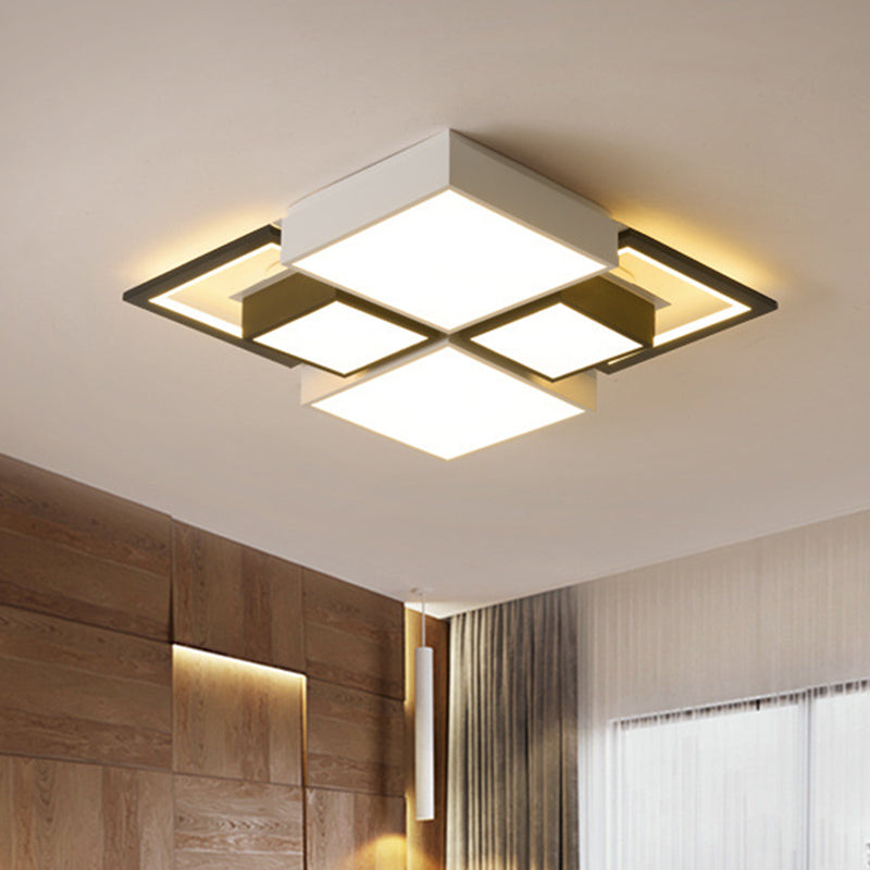 Black Integrated Square Ceiling Lamp Modernist 18"/23.5" Wide LED Acrylic Flush Mount Fixture in Warm/White Light - Black - 23.5" - Clearhalo - 'Ceiling Lights' - 'Close To Ceiling Lights' - 'Close to ceiling' - 'Flush mount' - Lighting' - 1650779
