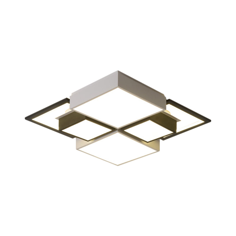 Black Integrated Square Ceiling Lamp Modernist 18"/23.5" Wide LED Acrylic Flush Mount Fixture in Warm/White Light - Clearhalo - 'Ceiling Lights' - 'Close To Ceiling Lights' - 'Close to ceiling' - 'Flush mount' - Lighting' - 1650782