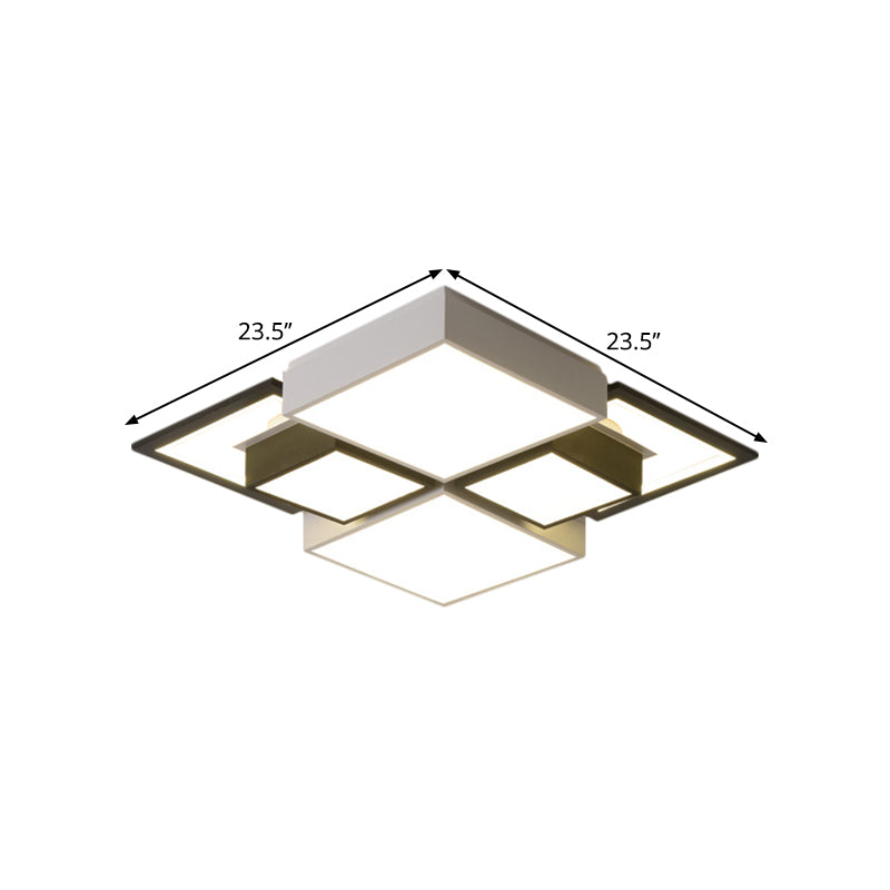 Black Integrated Square Ceiling Lamp Modernist 18"/23.5" Wide LED Acrylic Flush Mount Fixture in Warm/White Light - Clearhalo - 'Ceiling Lights' - 'Close To Ceiling Lights' - 'Close to ceiling' - 'Flush mount' - Lighting' - 1650783
