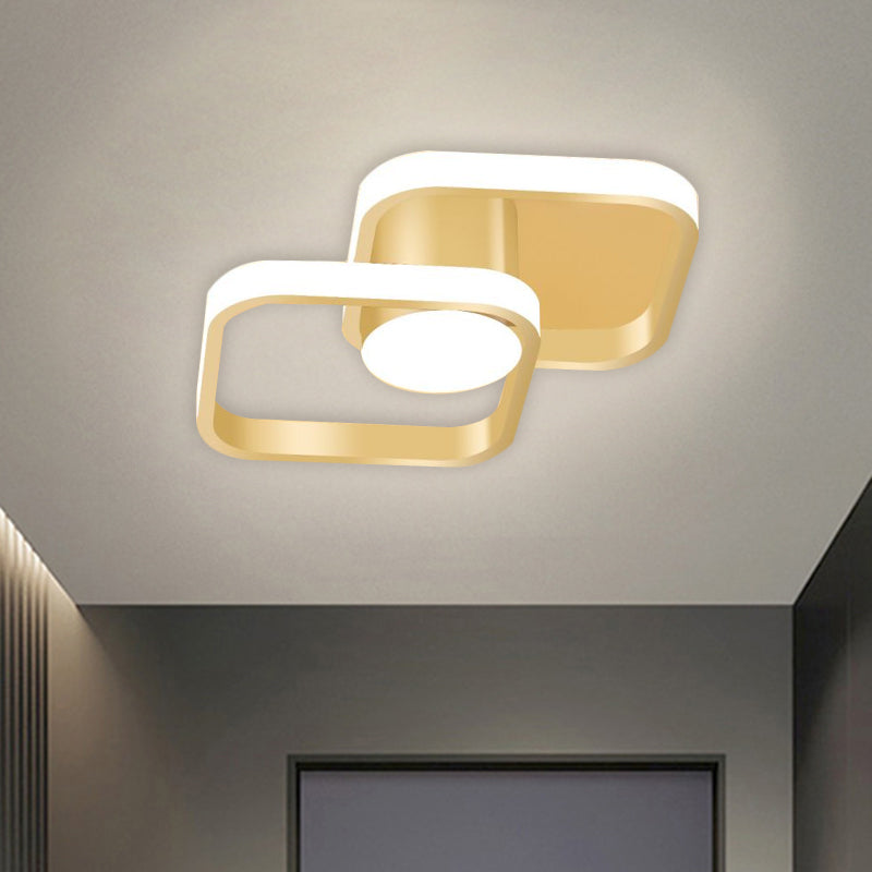 Metal Squared Frame Ceiling Lighting Simplicity LED Gold Flush Mount Fixture in Warm/White Light - Clearhalo - 'Ceiling Lights' - 'Close To Ceiling Lights' - 'Close to ceiling' - 'Flush mount' - Lighting' - 1650785