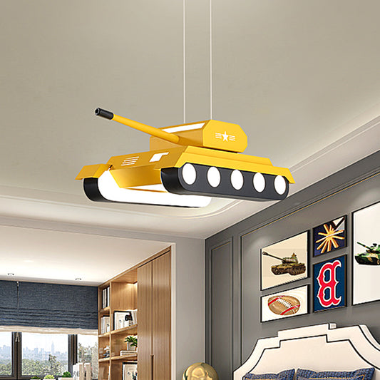 Yellow/Blue Tank Pendant Lighting Cartoon LED Acrylic Chandelier Light in Warm/White Light for Boys Bedroom Clearhalo 'Ceiling Lights' 'Chandeliers' Lighting' options 1650880