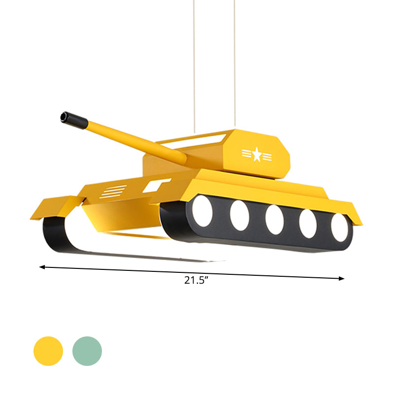 Yellow/Blue Tank Pendant Lighting Cartoon LED Acrylic Chandelier Light in Warm/White Light for Boys Bedroom Clearhalo 'Ceiling Lights' 'Chandeliers' Lighting' options 1650883