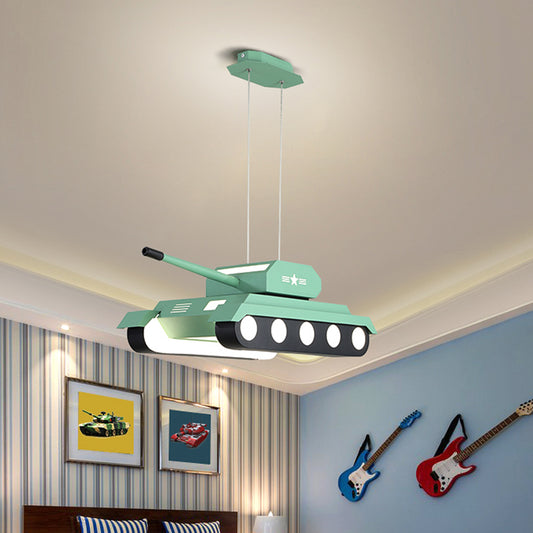 Yellow/Blue Tank Pendant Lighting Cartoon LED Acrylic Chandelier Light in Warm/White Light for Boys Bedroom Clearhalo 'Ceiling Lights' 'Chandeliers' Lighting' options 1650886