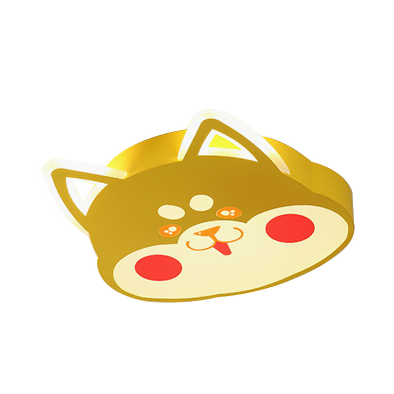 Dog Head Flush Mounted Lighting Creative Metal LED Bedroom Ceiling Mount Light in Black/Yellow Clearhalo 'Ceiling Lights' 'Close To Ceiling Lights' 'Close to ceiling' 'Flush mount' Lighting' 1650894