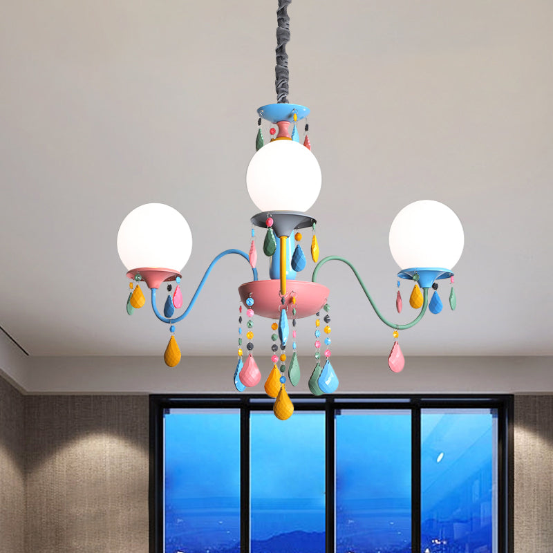 Pink and Yellow Curved Arm Chandelier Light Cartoon 3/5/6 Lights Metallic Pendant Lamp with/without Shade Clearhalo 'Ceiling Lights' 'Chandeliers' Lighting' options 1650936