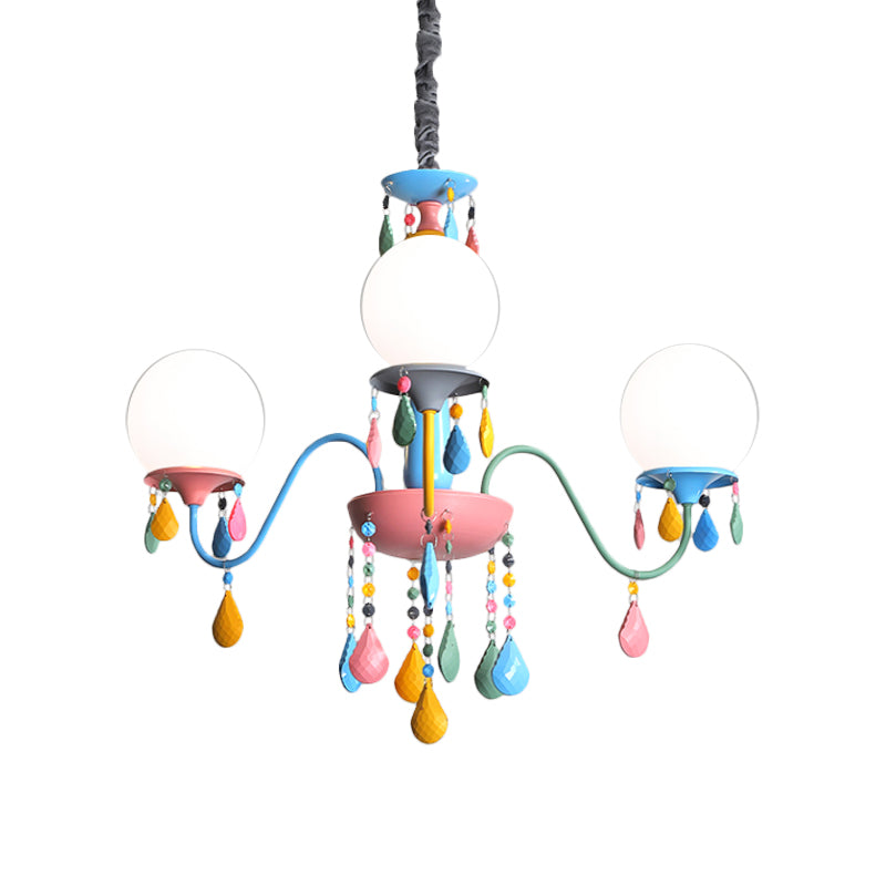 Pink and Yellow Curved Arm Chandelier Light Cartoon 3/5/6 Lights Metallic Pendant Lamp with/without Shade Clearhalo 'Ceiling Lights' 'Chandeliers' Lighting' options 1650938