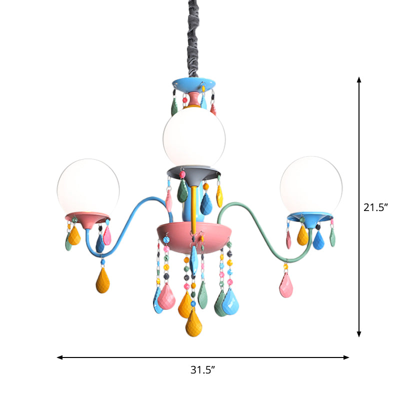 Pink and Yellow Curved Arm Chandelier Light Cartoon 3/5/6 Lights Metallic Pendant Lamp with/without Shade Clearhalo 'Ceiling Lights' 'Chandeliers' Lighting' options 1650939