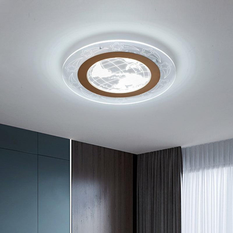 Acrylic Round Flush Ceiling Light Nordic LED Clear Flushmount Lighting with Flower and Globe Design, Warm/White Light Clearhalo 'Ceiling Lights' 'Close To Ceiling Lights' 'Close to ceiling' 'Flush mount' Lighting' 1650954