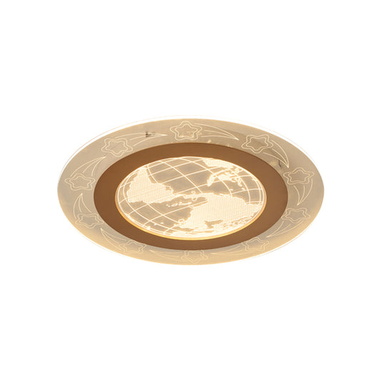 Acrylic Round Flush Ceiling Light Nordic LED Clear Flushmount Lighting with Flower and Globe Design, Warm/White Light Clearhalo 'Ceiling Lights' 'Close To Ceiling Lights' 'Close to ceiling' 'Flush mount' Lighting' 1650955