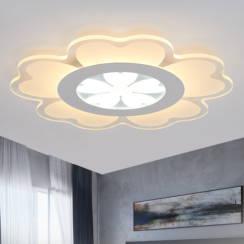 White Floral Flush Light Fixture Contemporary LED Acrylic Flush Mount Lamp for Living Room White Clearhalo 'Ceiling Lights' 'Close To Ceiling Lights' 'Close to ceiling' 'Flush mount' Lighting' 1650957