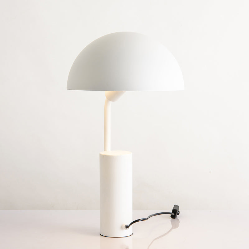 Dome Iron Night Task Lighting Modernist 1-Light Black/White/Pink Desk Light with Cylinder Base Clearhalo 'Lamps' 'Table Lamps' Lighting' 1650975