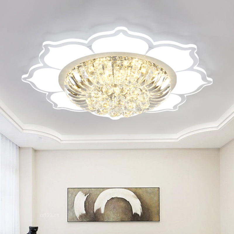 Lotus Prismatic Crystal Ceiling Fixture Modern Style LED White Flush Mount Lighting in Warm/White Light Clearhalo 'Ceiling Lights' 'Close To Ceiling Lights' 'Close to ceiling' 'Flush mount' Lighting' 1651002