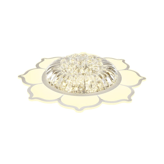 Lotus Prismatic Crystal Ceiling Fixture Modern Style LED White Flush Mount Lighting in Warm/White Light Clearhalo 'Ceiling Lights' 'Close To Ceiling Lights' 'Close to ceiling' 'Flush mount' Lighting' 1651003