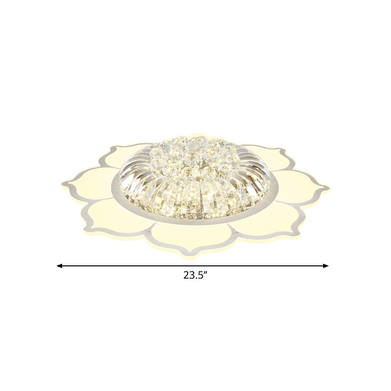 Lotus Prismatic Crystal Ceiling Fixture Modern Style LED White Flush Mount Lighting in Warm/White Light Clearhalo 'Ceiling Lights' 'Close To Ceiling Lights' 'Close to ceiling' 'Flush mount' Lighting' 1651004