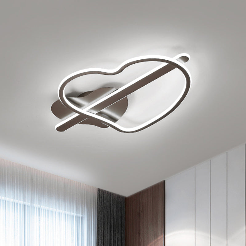 Loving Heart Metal Flush Mount Light Kids Gold/Coffee LED Ceiling Lighting in Warm/White Light for Bedroom Coffee Clearhalo 'Ceiling Lights' 'Close To Ceiling Lights' 'Close to ceiling' 'Flush mount' Lighting' 1651030