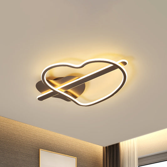 Loving Heart Metal Flush Mount Light Kids Gold/Coffee LED Ceiling Lighting in Warm/White Light for Bedroom Clearhalo 'Ceiling Lights' 'Close To Ceiling Lights' 'Close to ceiling' 'Flush mount' Lighting' 1651031