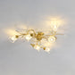 Clear Crystal Flared Ceiling Flush Minimalist 6-Head Black/Gold Semi Flush Mount Light with Curved Arm Clearhalo 'Ceiling Lights' 'Close To Ceiling Lights' 'Close to ceiling' 'Semi-flushmount' Lighting' 1651041
