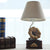 Modern Conical Table Light Fabric 1 Light Study Room Reading Lamp with Phonograph Base in Brown Brown Clearhalo 'Lamps' 'Table Lamps' Lighting' 1651062