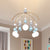 Globe Chandelier Light Cartoon White Glass 5-Bulb Pink/Blue Hanging Pendant with Small Ball Decor Blue Clearhalo 'Ceiling Lights' 'Chandeliers' Lighting' options 1651093_4808fae2-0751-445d-8766-166f5b6d6416