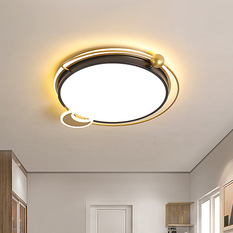 Modernist Round/Square Flush Mount Acrylic LED Bedroom Flushmount Lighting in Black, Warm/White Light - Black - Round - Clearhalo - 'Ceiling Lights' - 'Close To Ceiling Lights' - 'Close to ceiling' - 'Flush mount' - Lighting' - 1651109