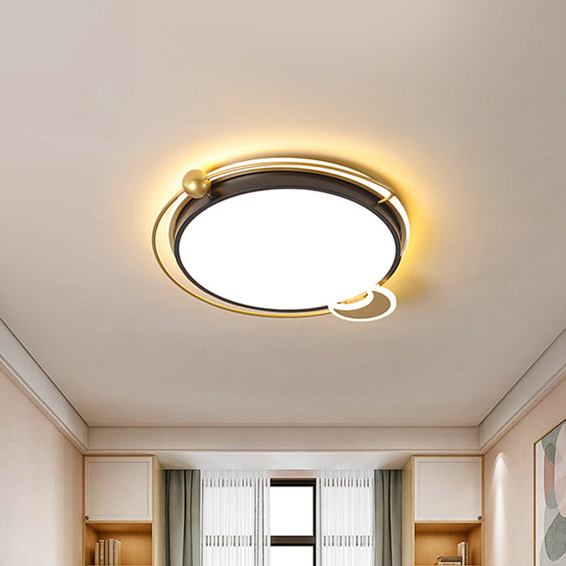 Modernist Round/Square Flush Mount Acrylic LED Bedroom Flushmount Lighting in Black, Warm/White Light - Clearhalo - 'Ceiling Lights' - 'Close To Ceiling Lights' - 'Close to ceiling' - 'Flush mount' - Lighting' - 1651110