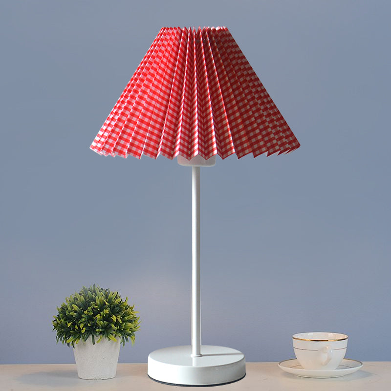 Red/Yellow Folded Night Table Light Cartoon 1 Bulb Paper Reading Lamp with Round Iron Base Red Clearhalo 'Lamps' 'Table Lamps' Lighting' 1651144