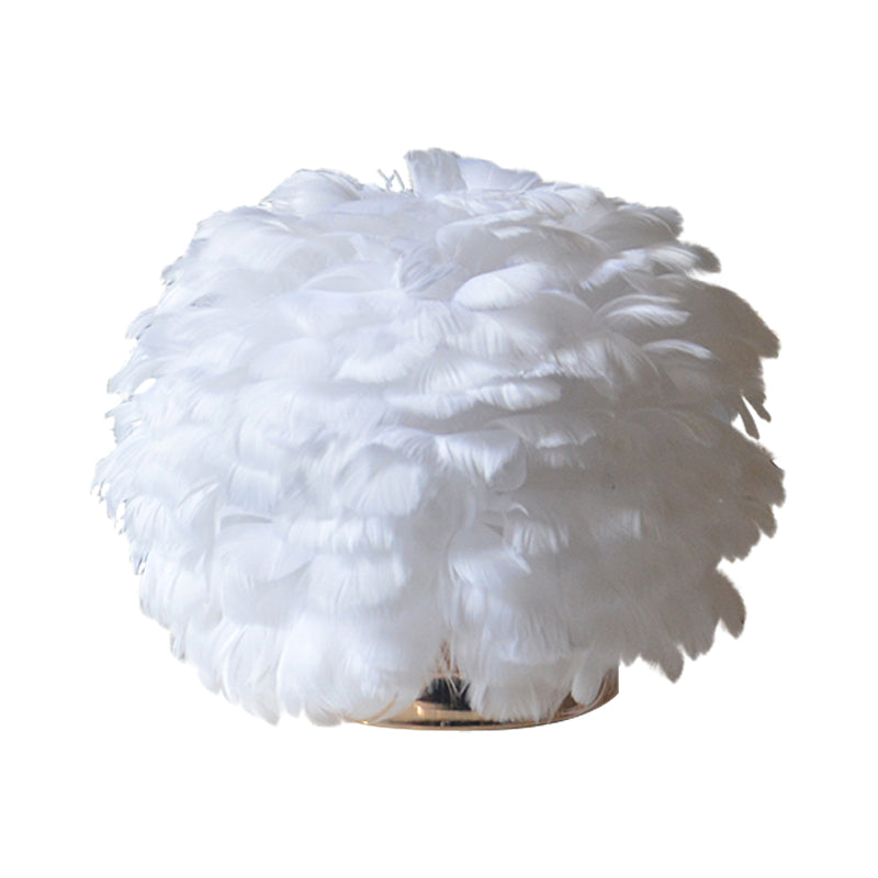 Global Bedroom Reading Light Feather 1 Bulb Contemporary Night Table Lamp in White/Pink Clearhalo 'Lamps' 'Table Lamps' Lighting' 1651183