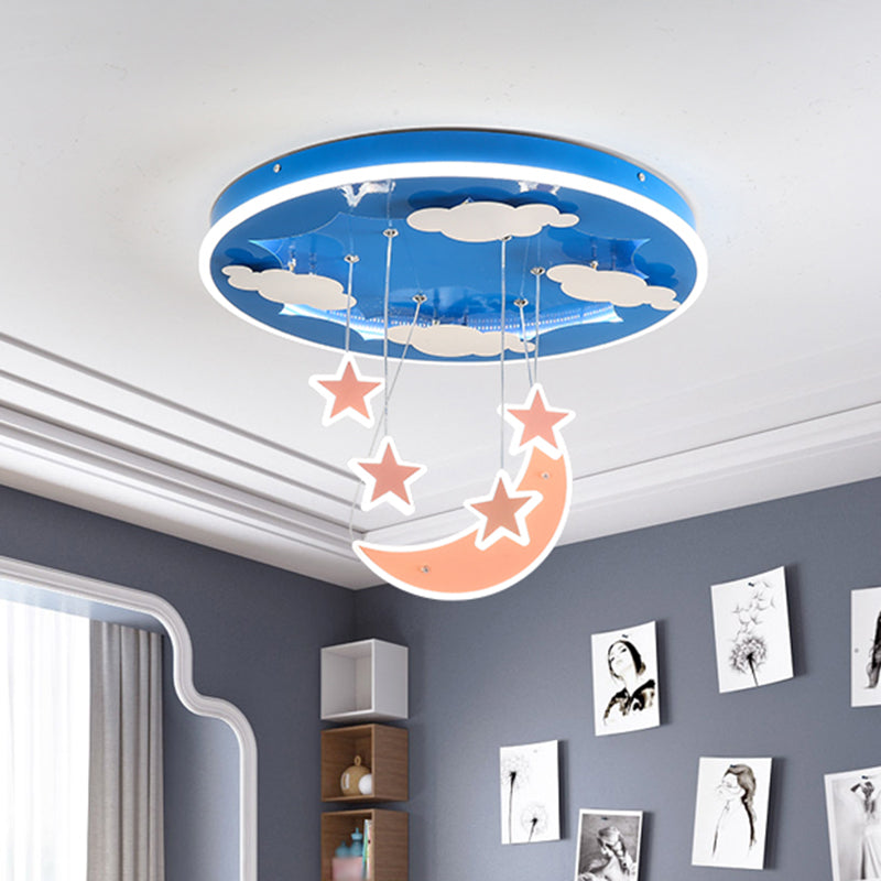 Starry Sky Children Room Hanging Lighting Acrylic LED Modern Cluster Pendant Light Fixture in Pink/Blue Clearhalo 'Ceiling Lights' 'Pendant Lights' 'Pendants' Lighting' 1651224