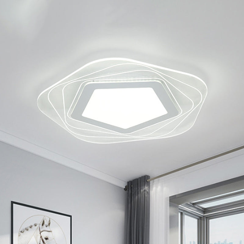 Acrylic Star/Pentagon Flush Mount Lamp Modernist LED White Flushmount Lighting in White/Warm Light Clearhalo 'Ceiling Lights' 'Close To Ceiling Lights' 'Close to ceiling' 'Flush mount' Lighting' 1651243