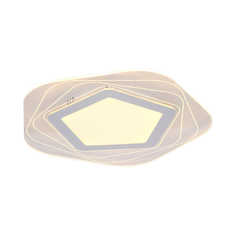 Acrylic Star/Pentagon Flush Mount Lamp Modernist LED White Flushmount Lighting in White/Warm Light Clearhalo 'Ceiling Lights' 'Close To Ceiling Lights' 'Close to ceiling' 'Flush mount' Lighting' 1651244