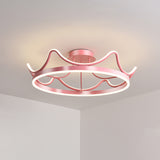 Metal Crown Flush Mount Light Kids LED Close to Ceiling Lamp with Round Canopy in Pink/Gold - Clearhalo - 'Ceiling Lights' - 'Close To Ceiling Lights' - 'Close to ceiling' - 'Flush mount' - Lighting' - 1651252