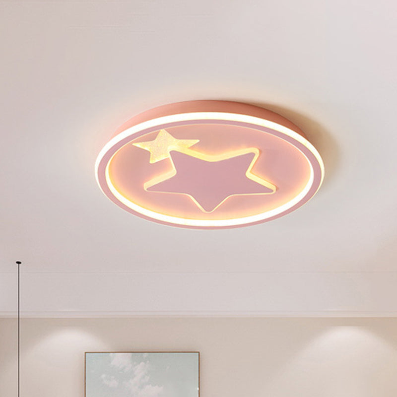 Star Bedroom Ceiling Light Fixture Acrylic LED Cartoon Close to Ceiling Lamp in Black/Pink/Blue Pink Clearhalo 'Ceiling Lights' 'Close To Ceiling Lights' 'Close to ceiling' 'Flush mount' Lighting' 1651266