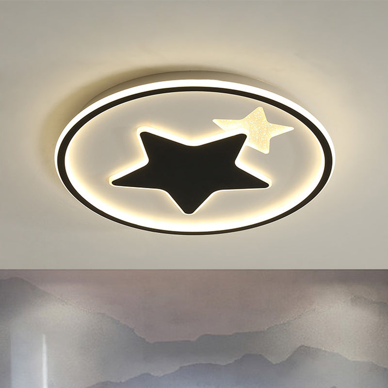 Star Bedroom Ceiling Light Fixture Acrylic LED Cartoon Close to Ceiling Lamp in Black/Pink/Blue Clearhalo 'Ceiling Lights' 'Close To Ceiling Lights' 'Close to ceiling' 'Flush mount' Lighting' 1651272